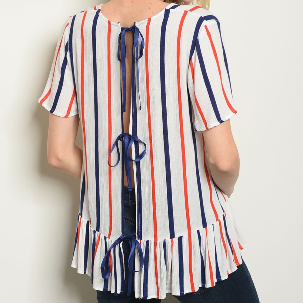 WHITE NAVY RED TOP
